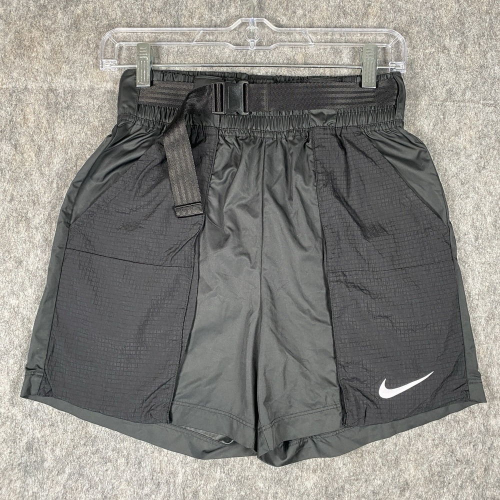 Nike Swoosh‎ Woven Belted Shorts Women's XS Black Hike Train Gorp DD2095-010